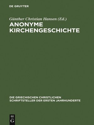 cover image of Anonyme Kirchengeschichte